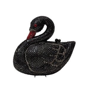 Elegant Swan Evening Purse Animal Crystal Clutch Minaudiere Handbag new